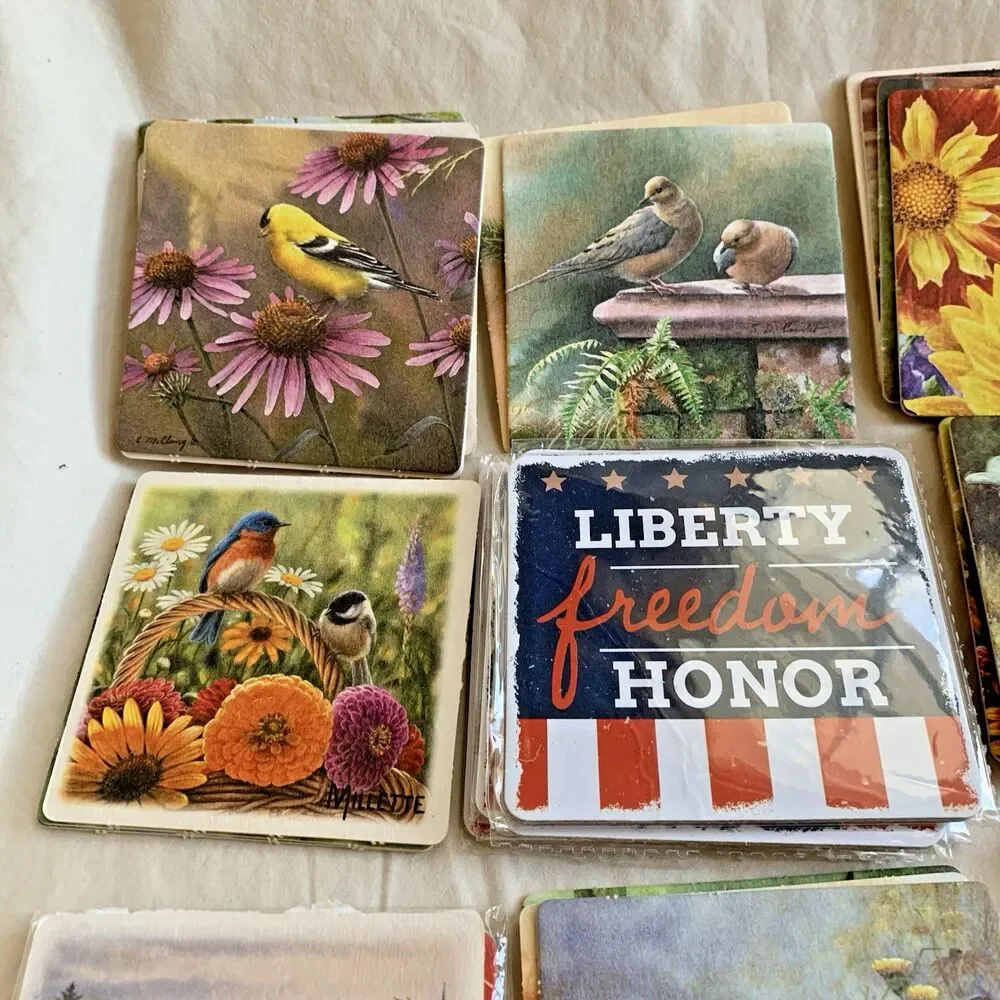 VTG Paper Coasters Lot Cottagecore Country Birds Flower (46 PCs) Mixed Used NEW
